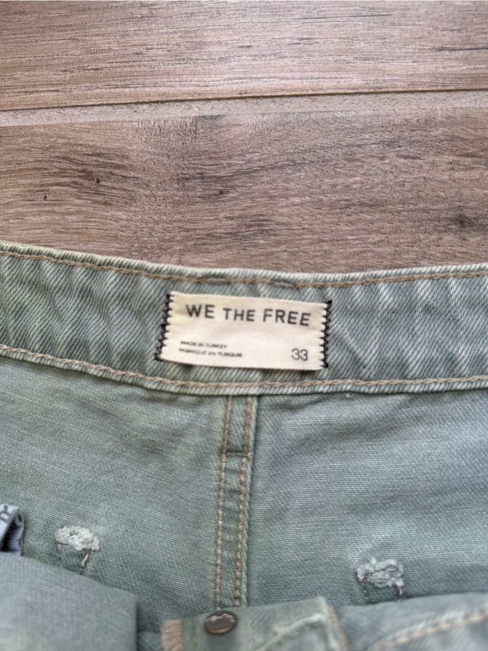 We The Free Deep Trance Dropped Boyfriend Jeans size 33 Green Eyes - Picture 2 of 9